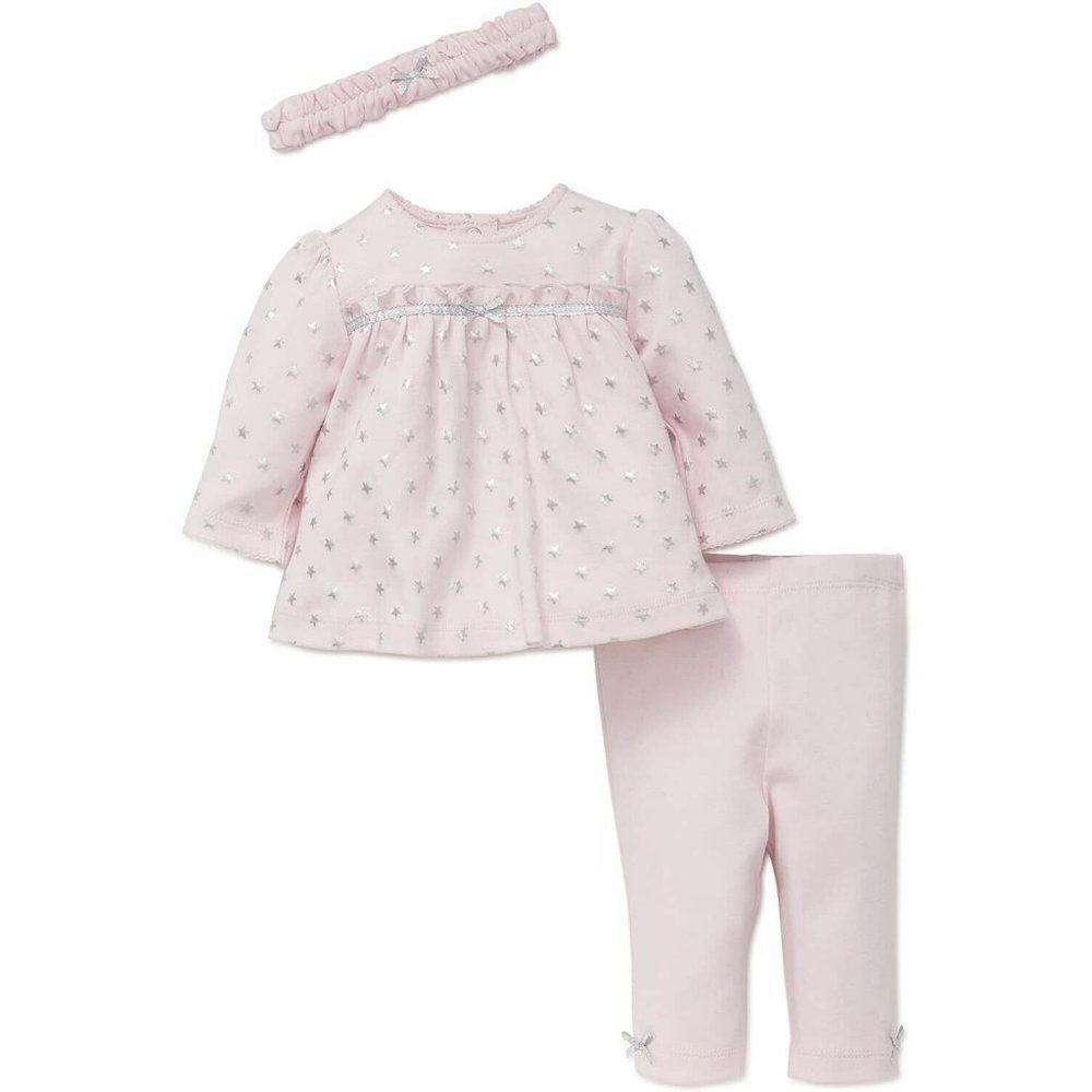 Little Me Toddler Pink Heart Print 2 Piece Set With Headband Size 12M‎ Set Of 2